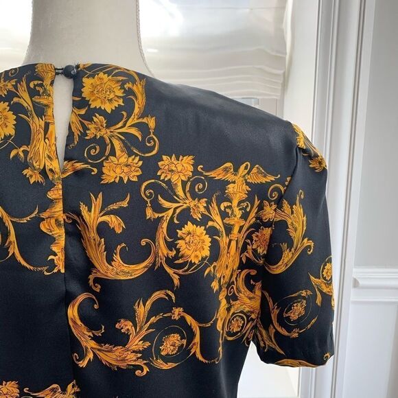 Vintage Silky Filigree Print Blouse Size Small - Picture 6 of 8